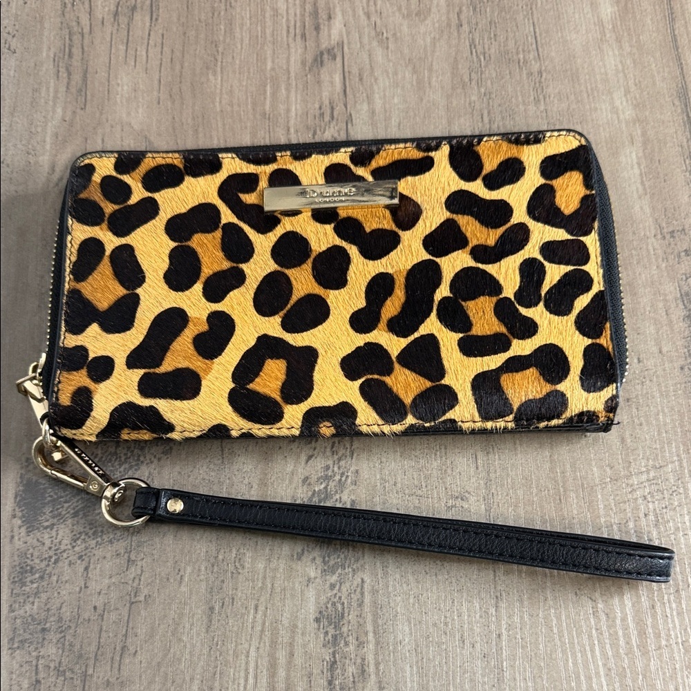 Dune London Animal Print Wristlet with Gold Detail - Tan & Black - small flaw